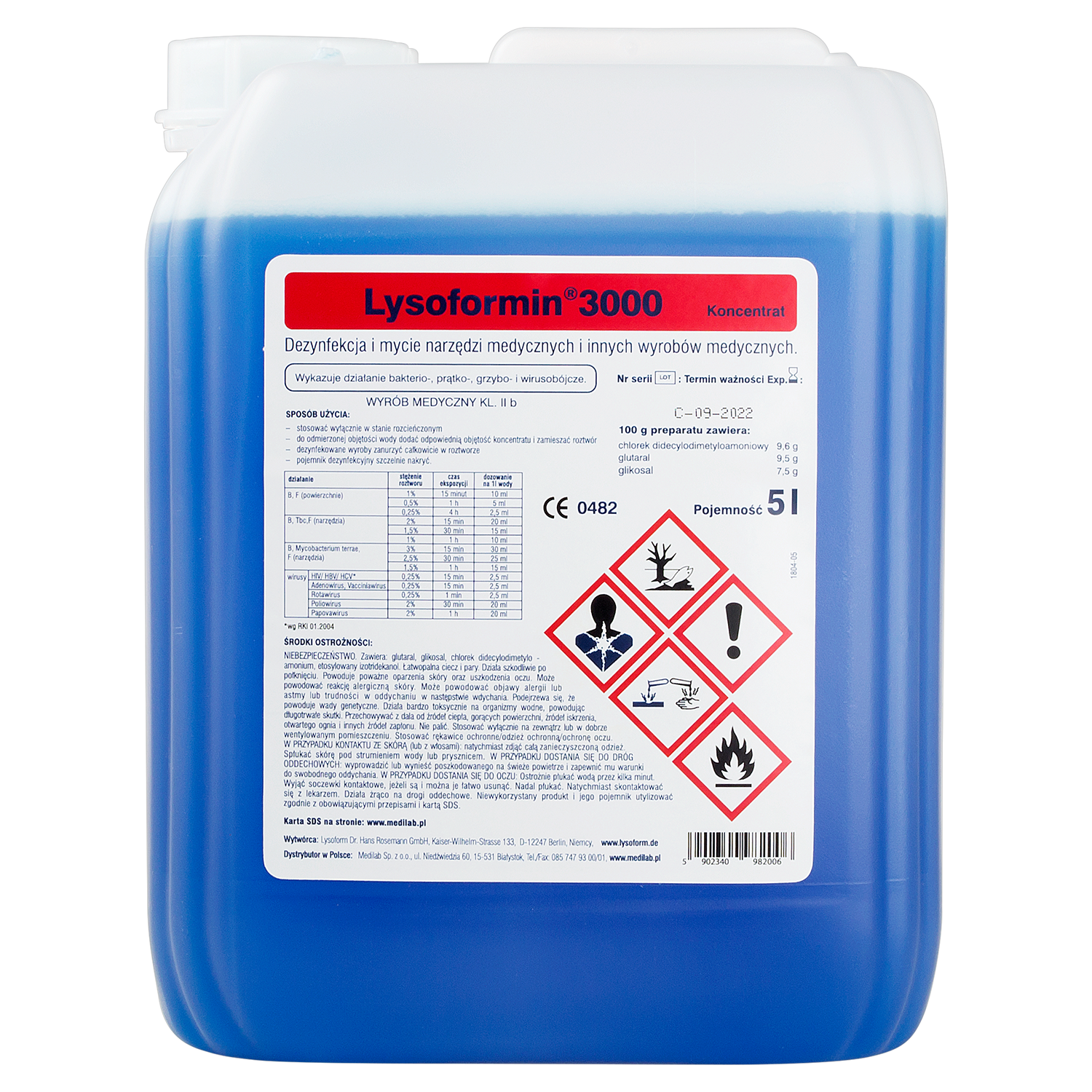 LYSOFORMIN 3000 Preparat Do Dezynfekcji Narzędzi oraz Powierzchni Koncentrat - 5L - obrazek 2