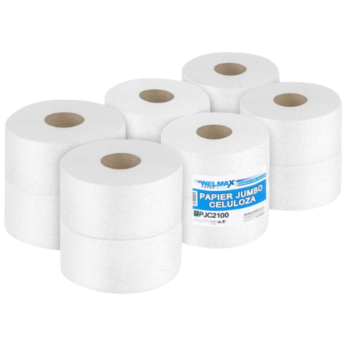 Papier Toaletowy JUMBO 100m 2-w Biały Celuloza Klej 12szt.
