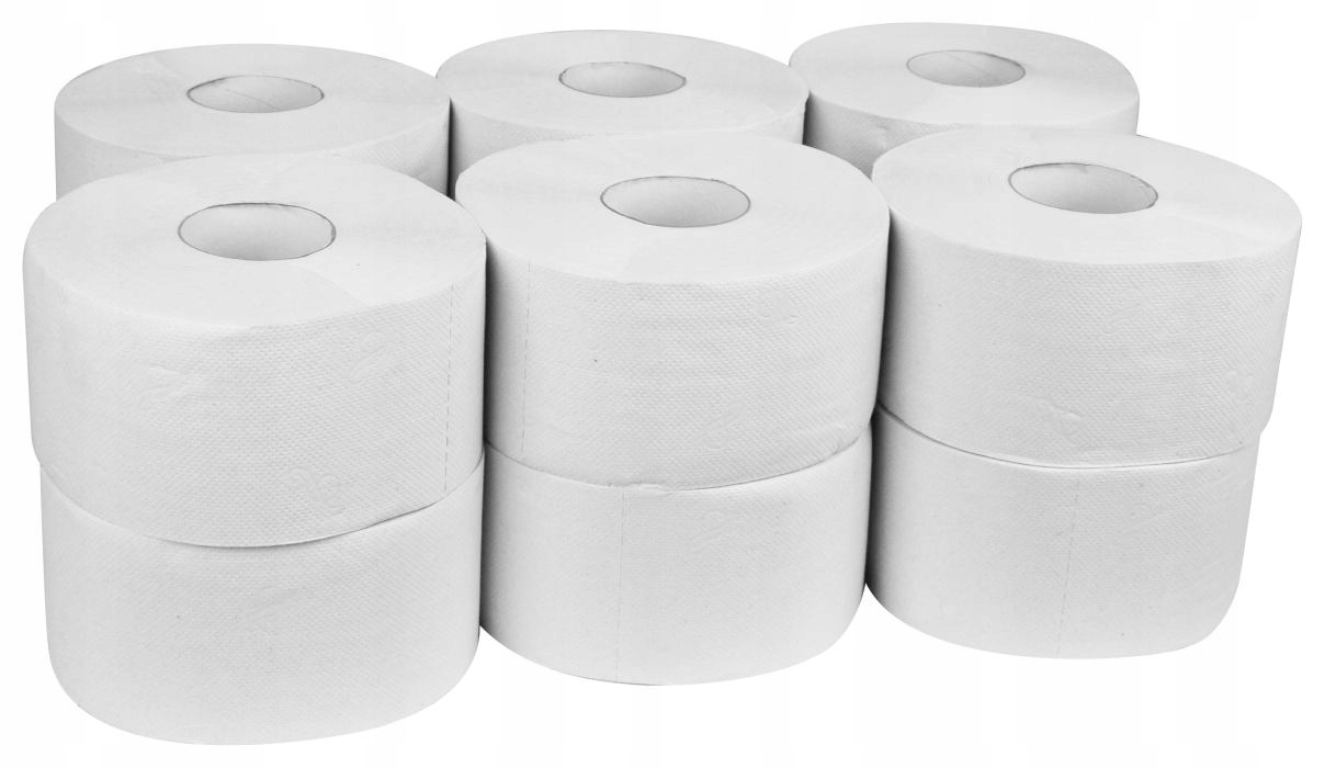 Papier Toaletowy JUMBO 100m 2-w Biały Celuloza Klej 12szt. - obrazek 2