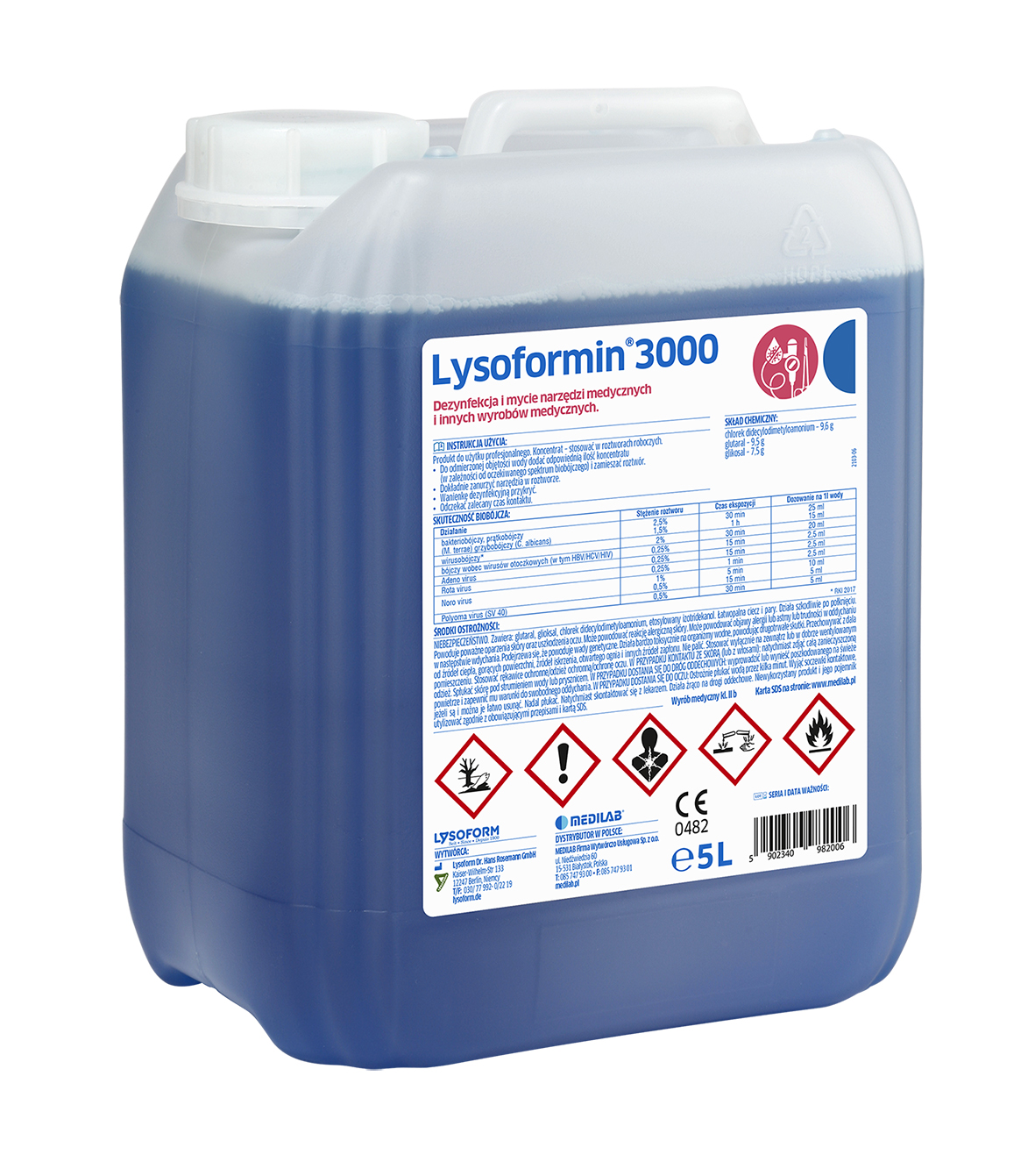LYSOFORMIN 3000 Preparat Do Dezynfekcji Narzędzi oraz Powierzchni Koncentrat - 5L