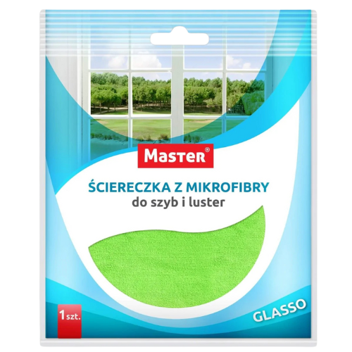 ŚCIERKA Z MIKFROFIBRY do okien i luster GLASSO 34x34cm 1szt. MASTER
